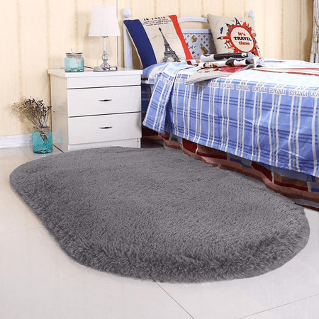 Noahas Ultra Soft Fluffy Bedroom Rugs Kids Room Carpet Modern Shaggy Area Rugs Home Decor 2.6' X 5.3' Grey 